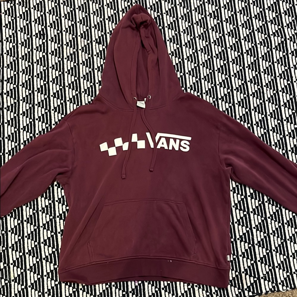 Vans Maroon Hoodie with White Logo